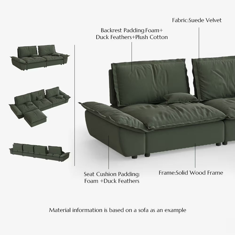 Hudson Modern Deep Sofa with Adjustable Backrest