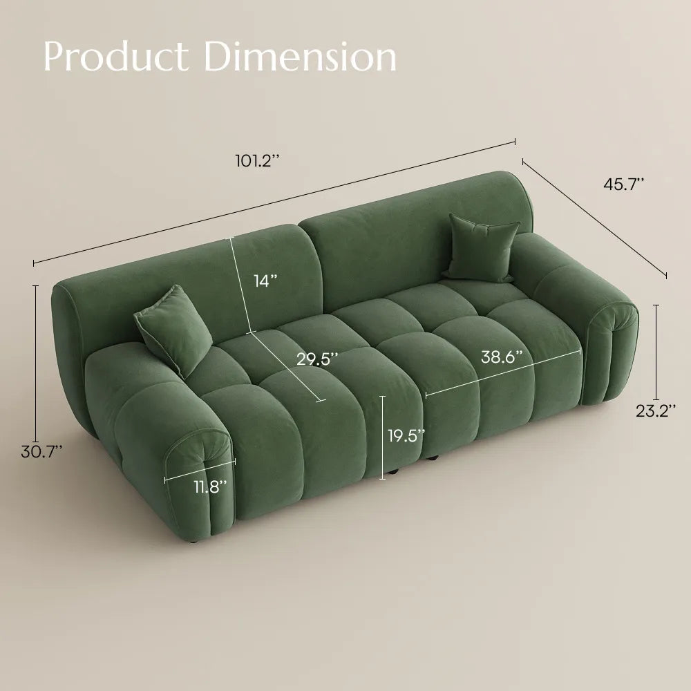 Silva - Green Velvet Tufted Sofa with Deep Depth Seats Living Room