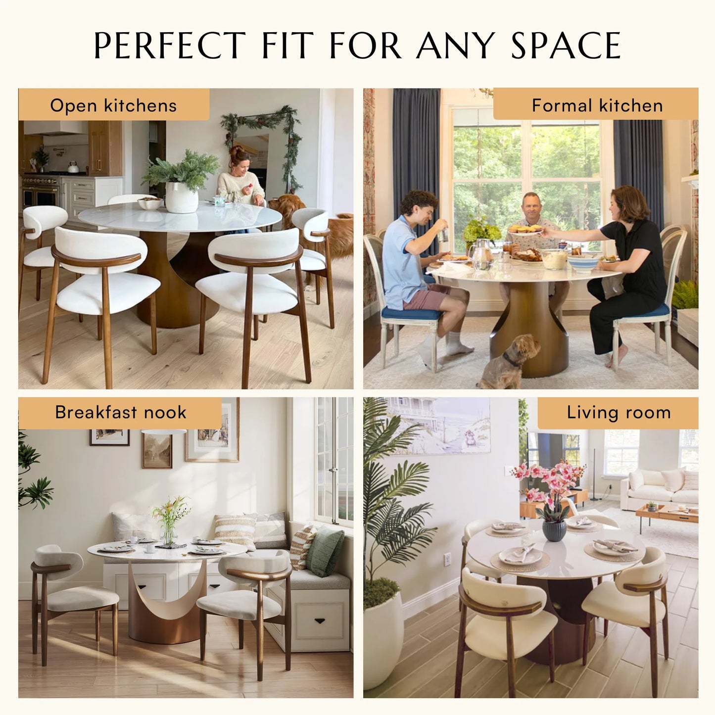 51in Hobart-Round Glossy Sintered Stone Dining Table