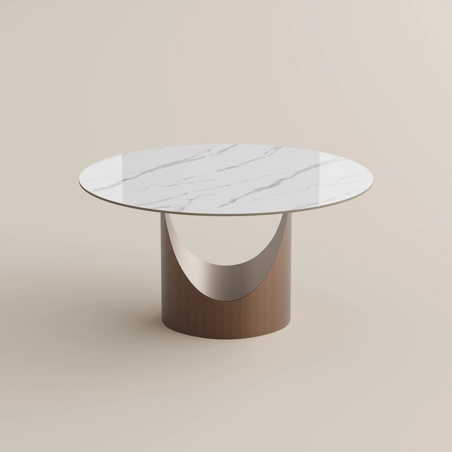 51in Hobart-Round Glossy Sintered Stone Dining Table