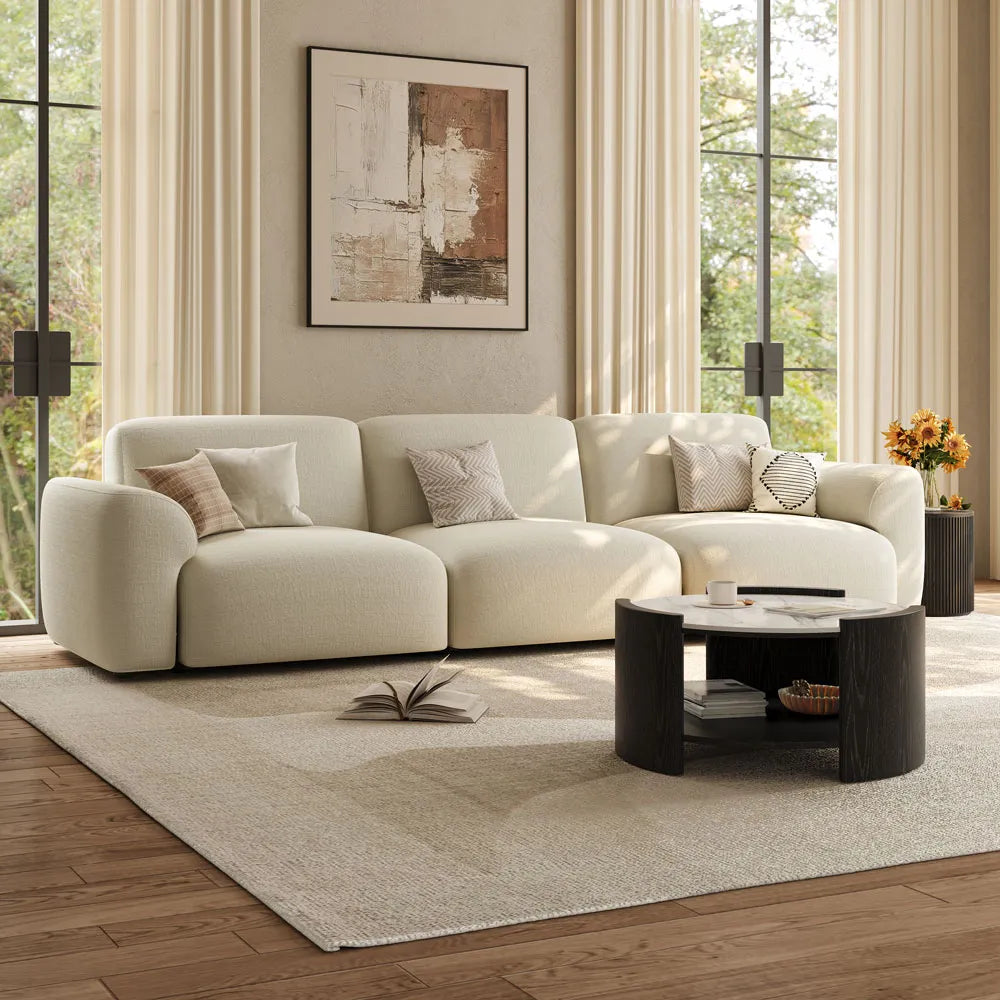 31" Round Coffee Table with Storage Shelf