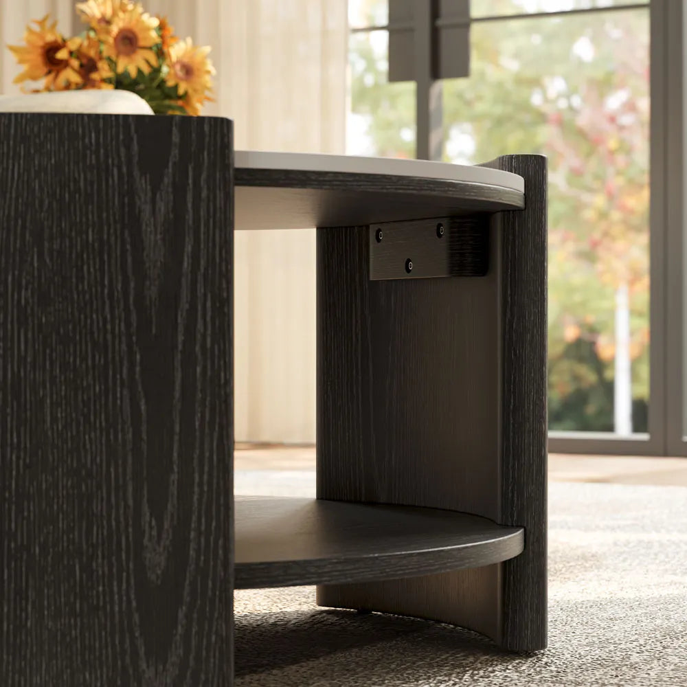 31" Round Coffee Table with Storage Shelf
