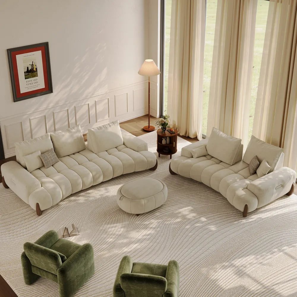 Arlo - Reversible Desktop Storage Ottoman and Mid-Century Sofa Set
