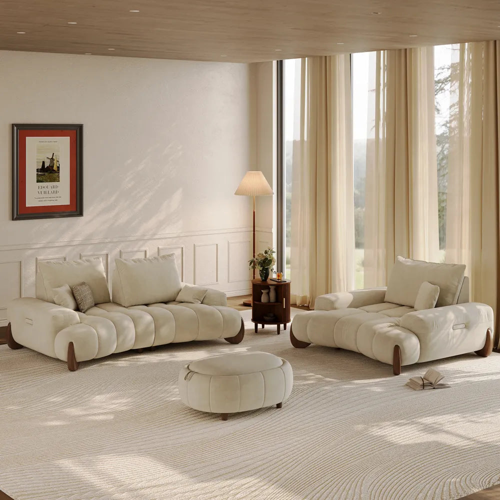 Arlo - Reversible Desktop Storage Ottoman and Mid-Century Sofa Set