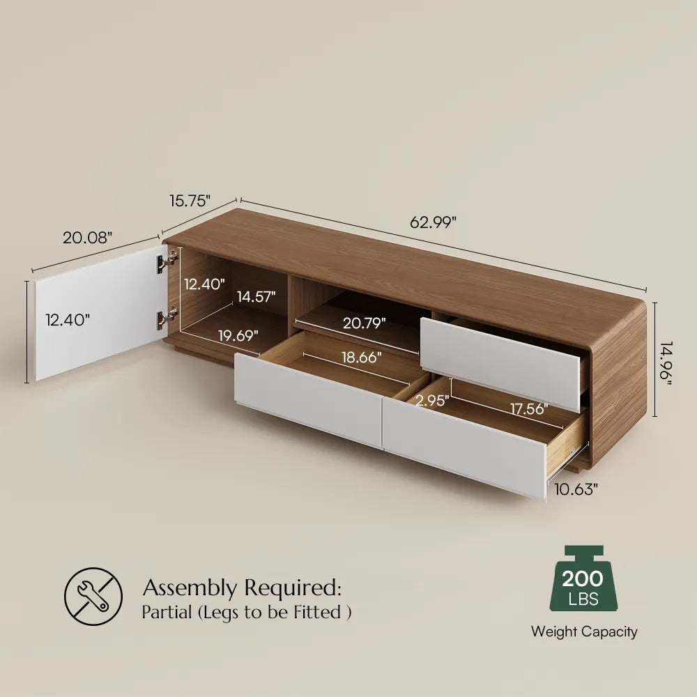 Modern Wood White TV Stand