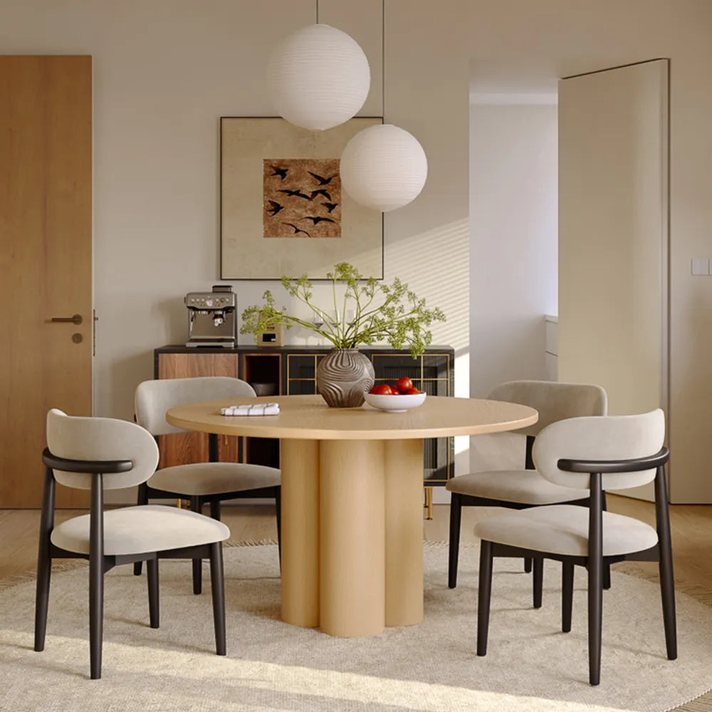 47" Mid-Century Modern Round Wood Dining Table for 4