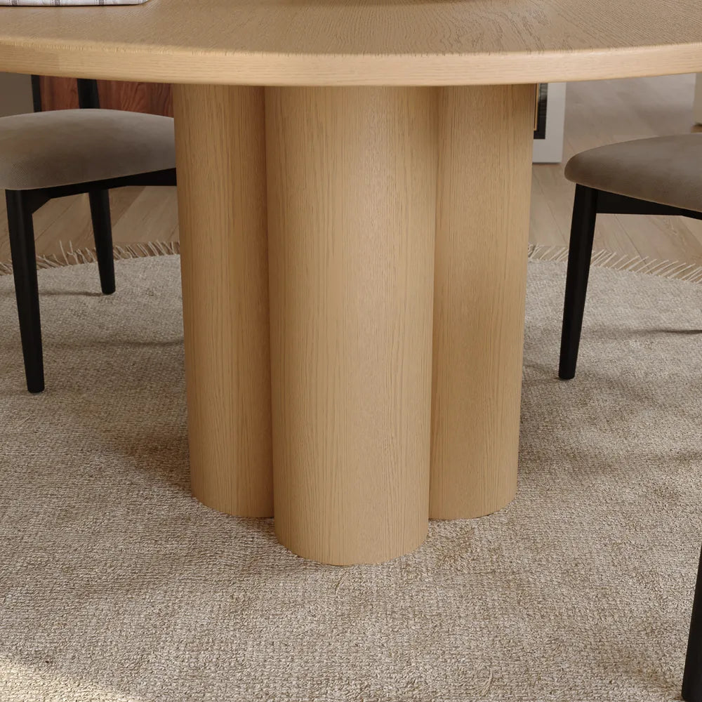 47" Mid-Century Modern Round Wood Dining Table for 4