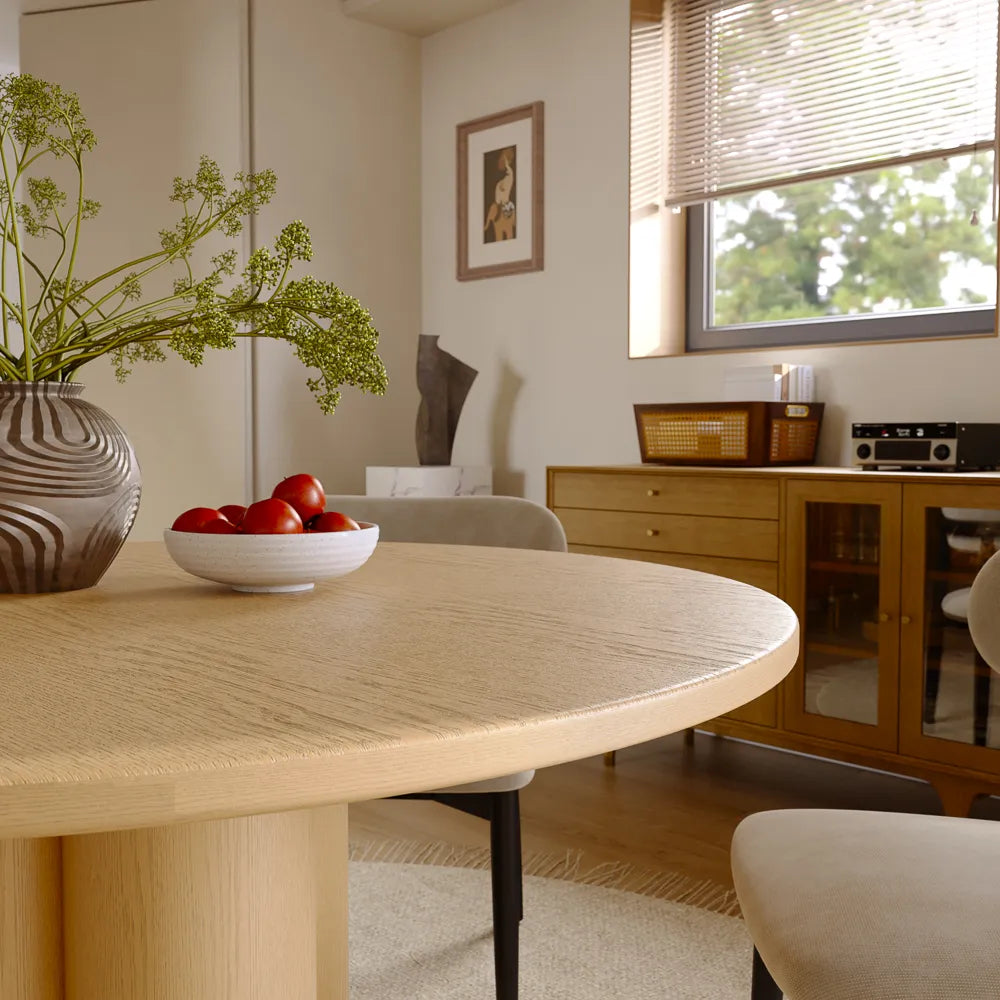 47" Mid-Century Modern Round Wood Dining Table for 4