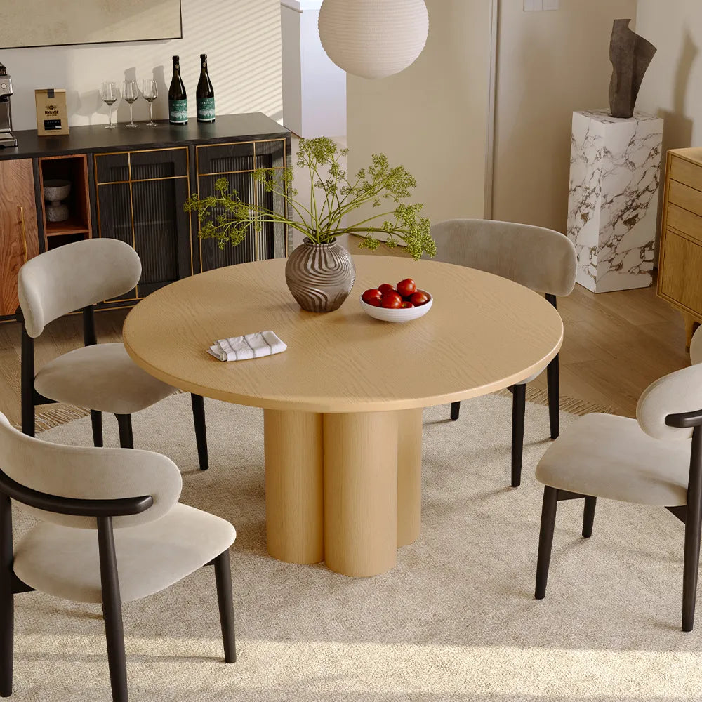 47" Mid-Century Modern Round Wood Dining Table for 4