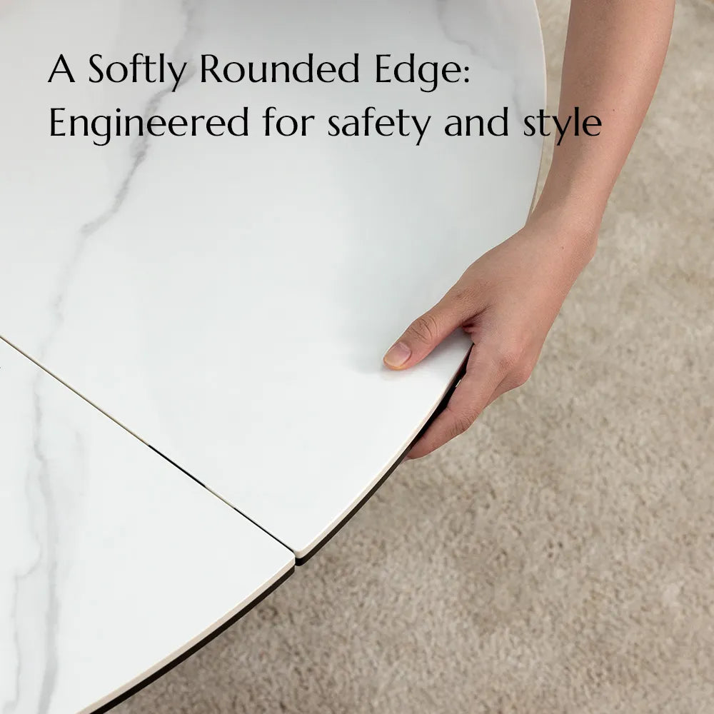 Hector-Oval Glossy Sintered Stone Extendable Dining Table
