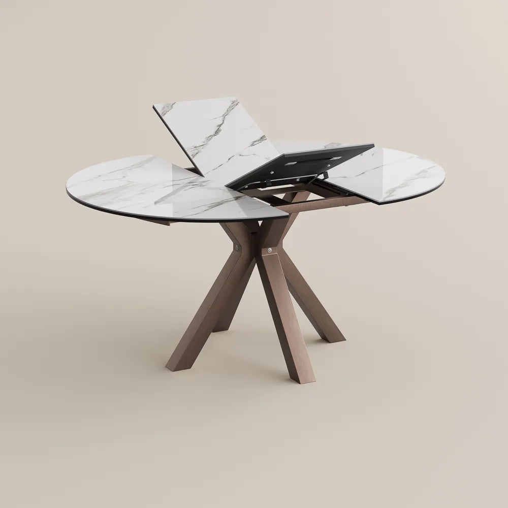 Hector-Oval Glossy Sintered Stone Extendable Dining Table