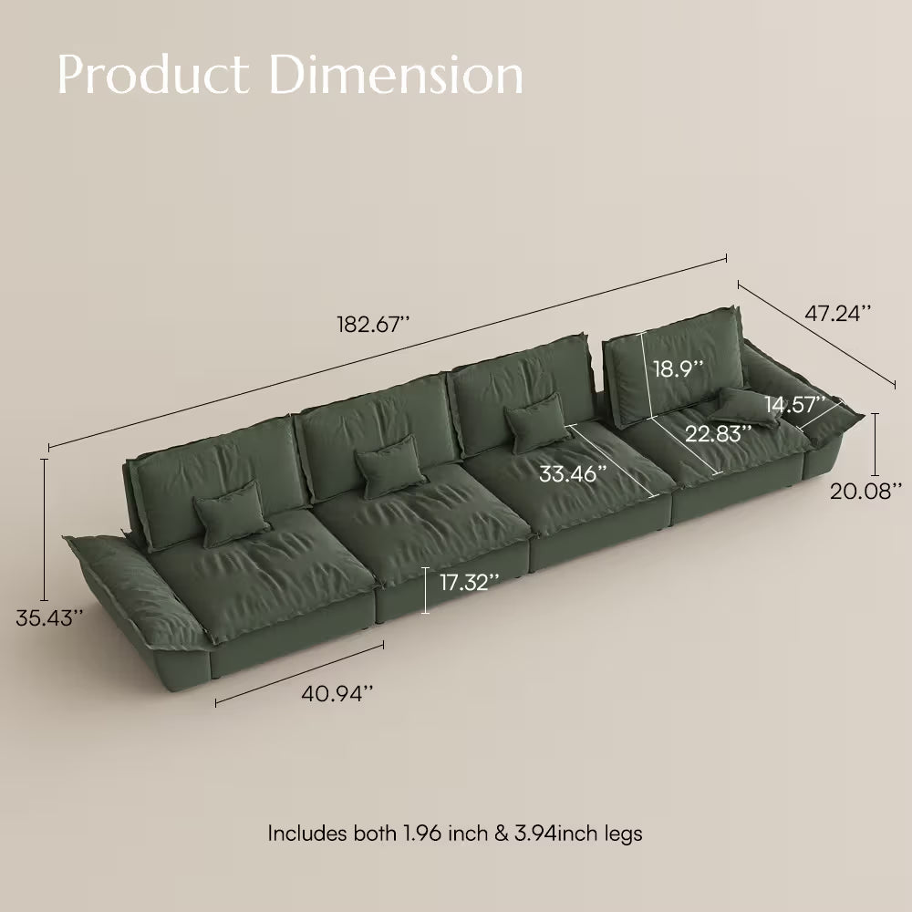 Hudson Modern Deep Sofa with Adjustable Backrest