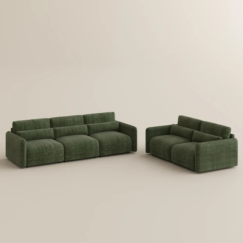 Green chenille sofa set, high-elasticity foam