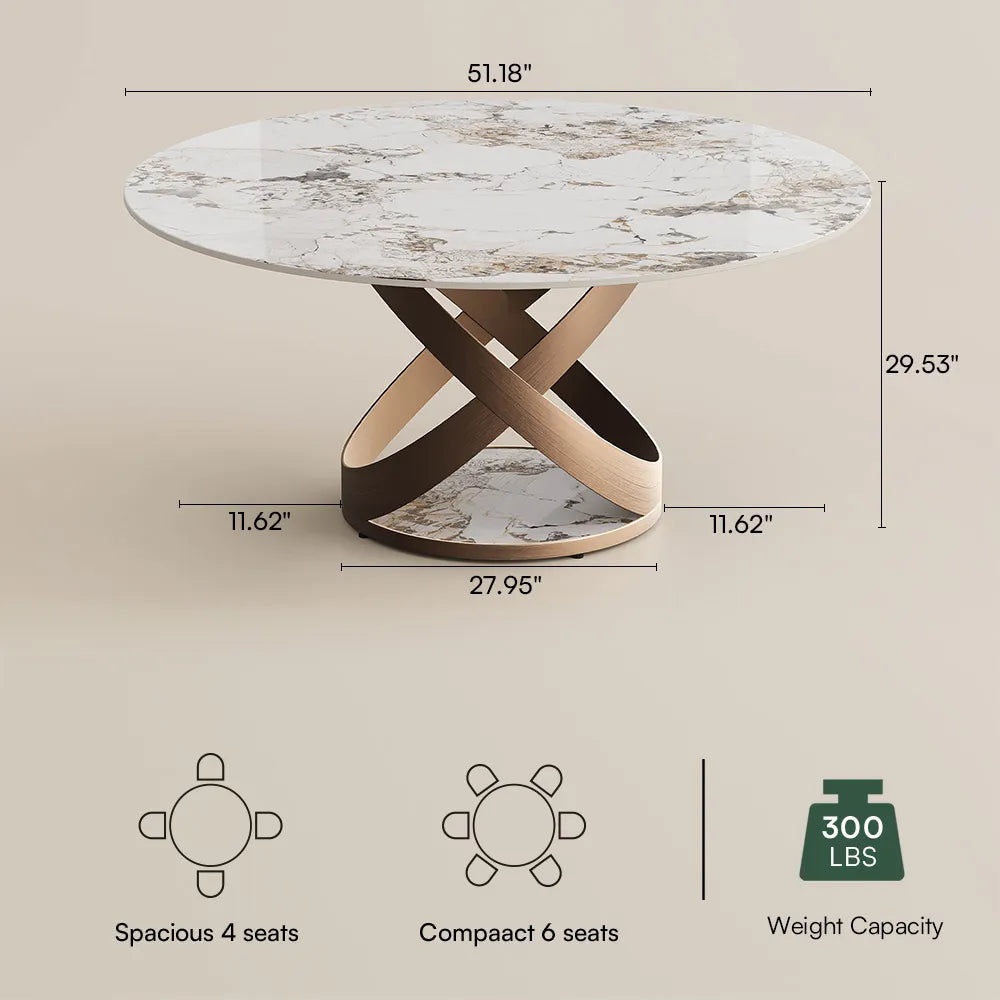 Maxwell-Round Glossy Sintered Stone Dining Table