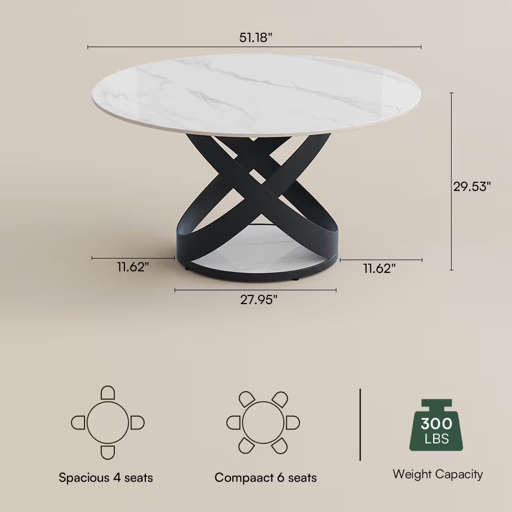 Maxwell-Round Glossy Sintered Stone Dining Table