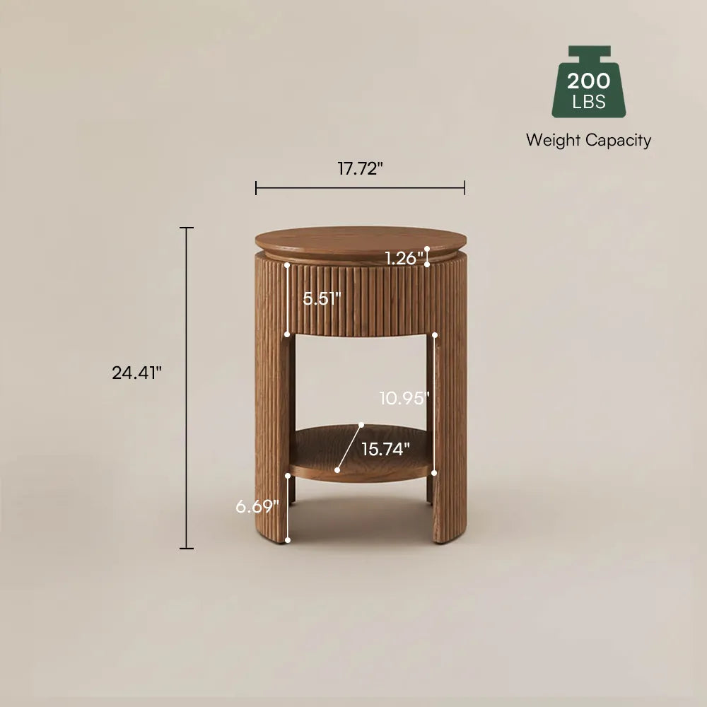 Silva-18" Mid-Century Modern Storage Side Table