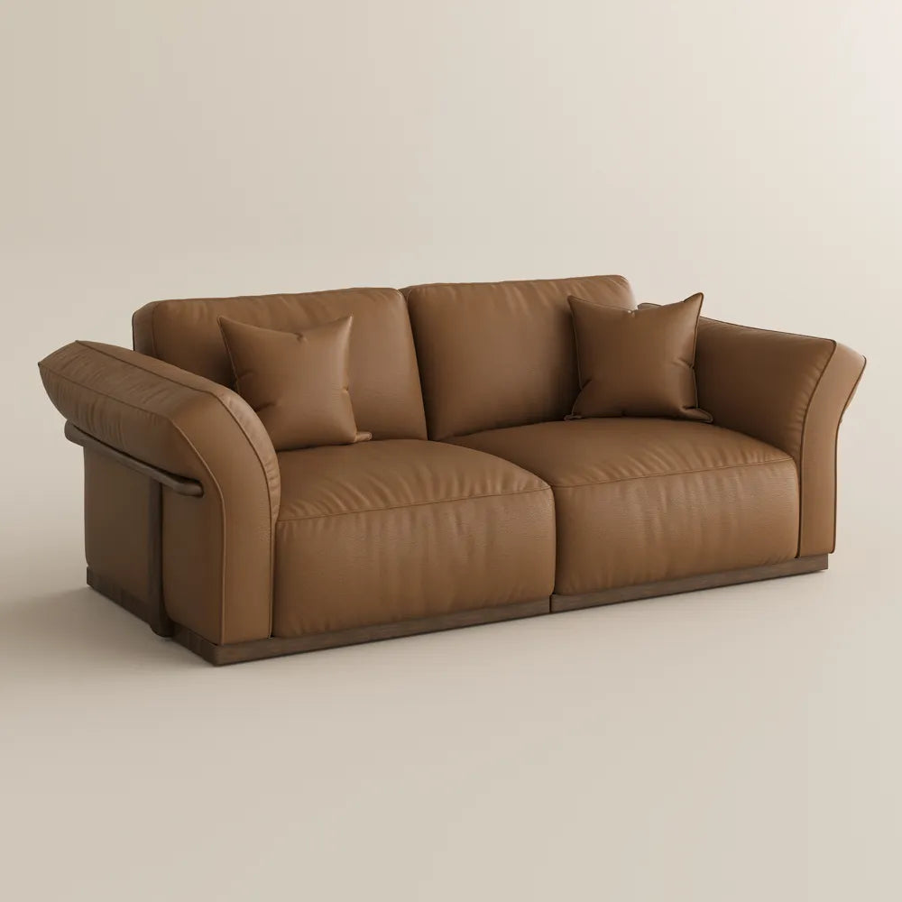 Genuine Leather Modular Sofa with Solid Wood Frame
