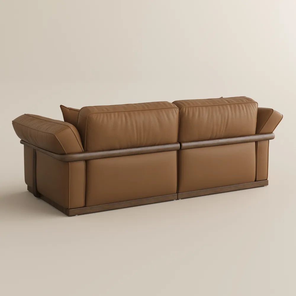 Genuine Leather Modular Sofa with Solid Wood Frame