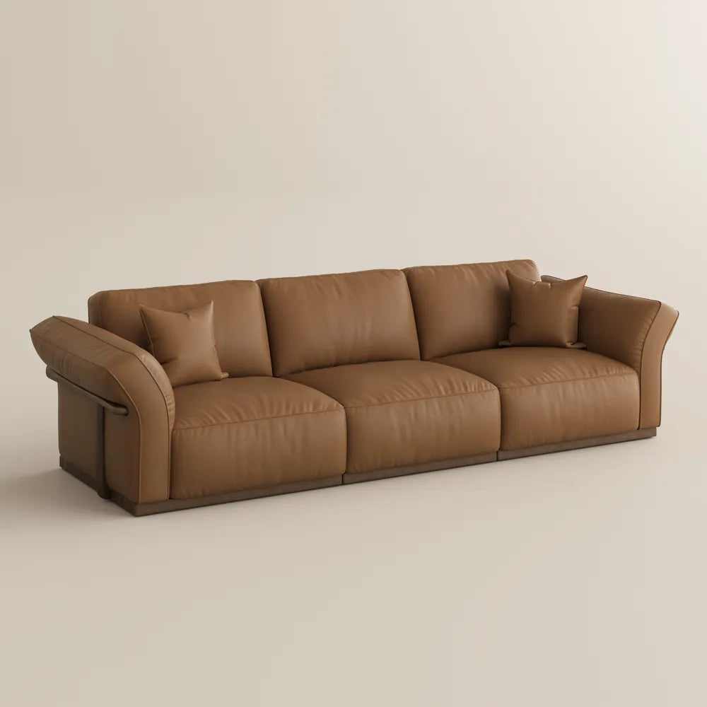 Genuine Leather Modular Sofa with Solid Wood Frame