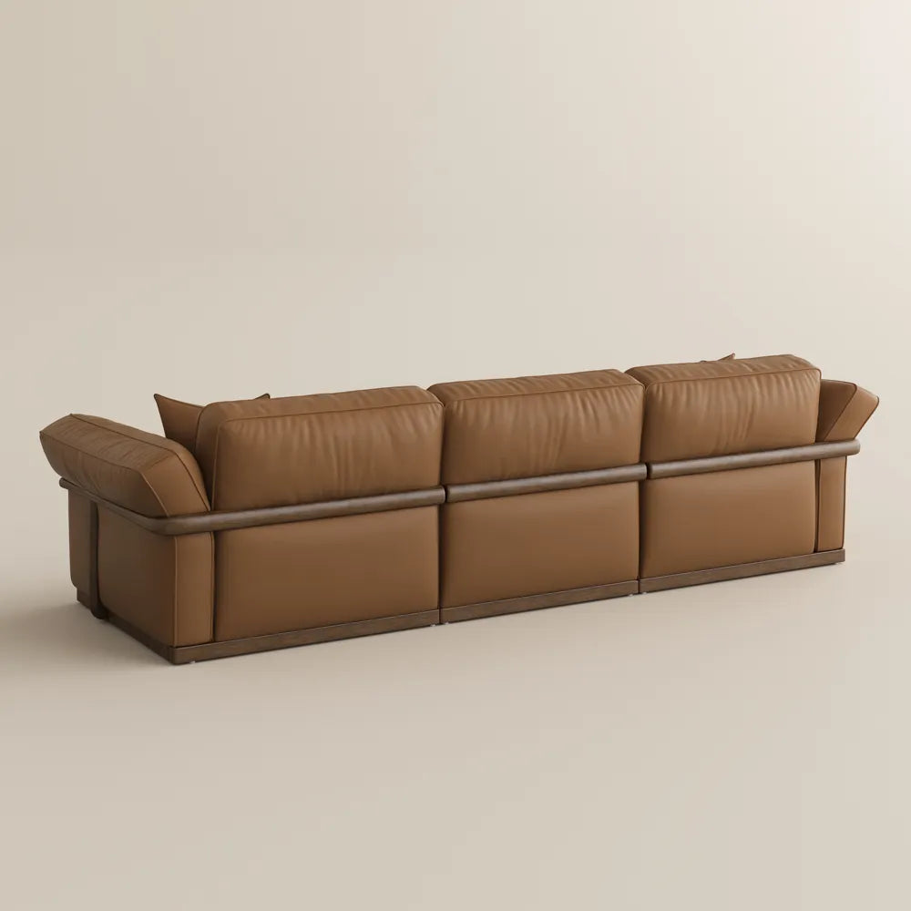 Genuine Leather Modular Sofa with Solid Wood Frame