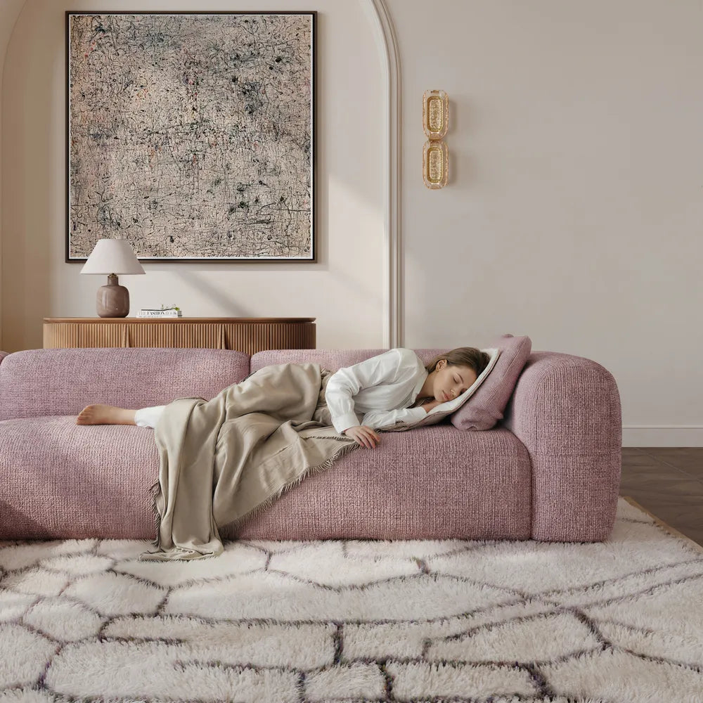 Conto-Minimalist Vintage Chenille Lounge Sofa