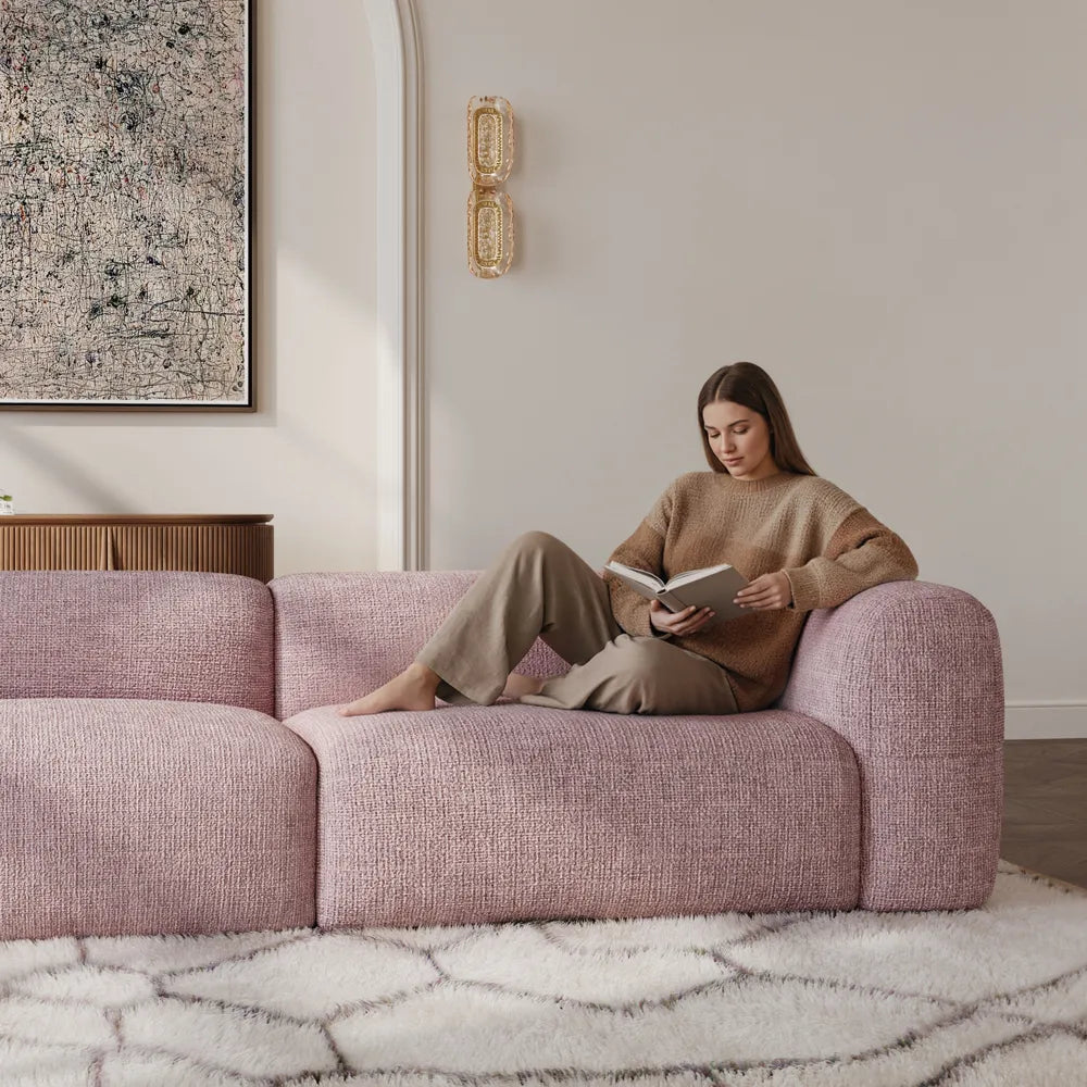 Conto-Minimalist Vintage Chenille Lounge Sofa