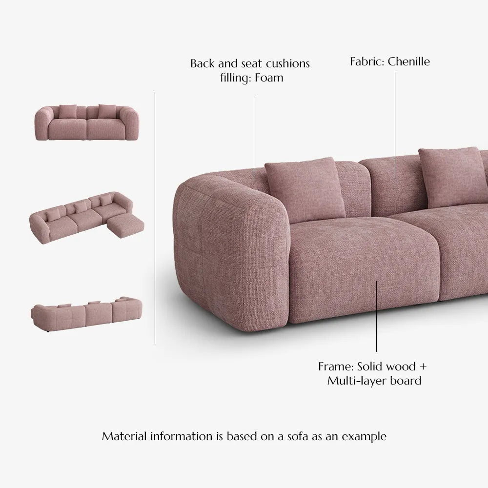 Conto-Minimalist Vintage Chenille Lounge Sofa
