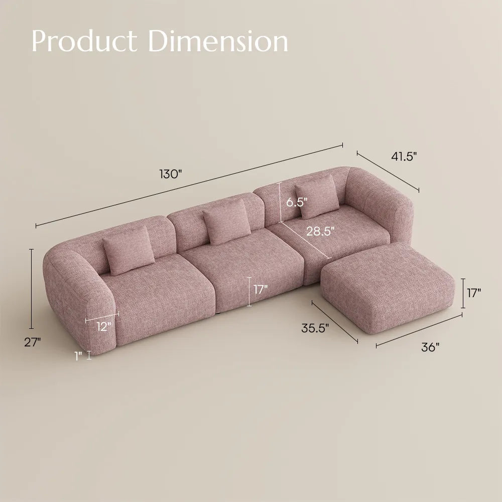 Conto-Minimalist Vintage Chenille Lounge Sofa