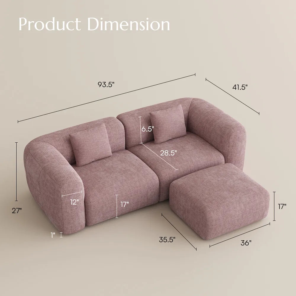 Conto-Minimalist Vintage Chenille Lounge Sofa
