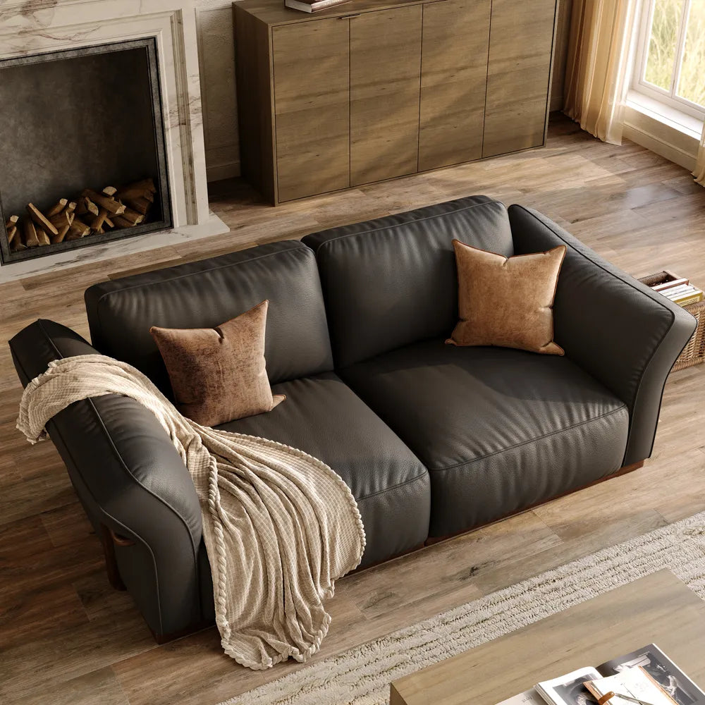 Genuine Leather Modular Sofa with Solid Wood Frame