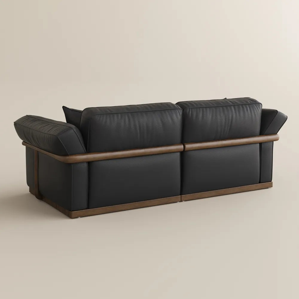Genuine Leather Modular Sofa with Solid Wood Frame
