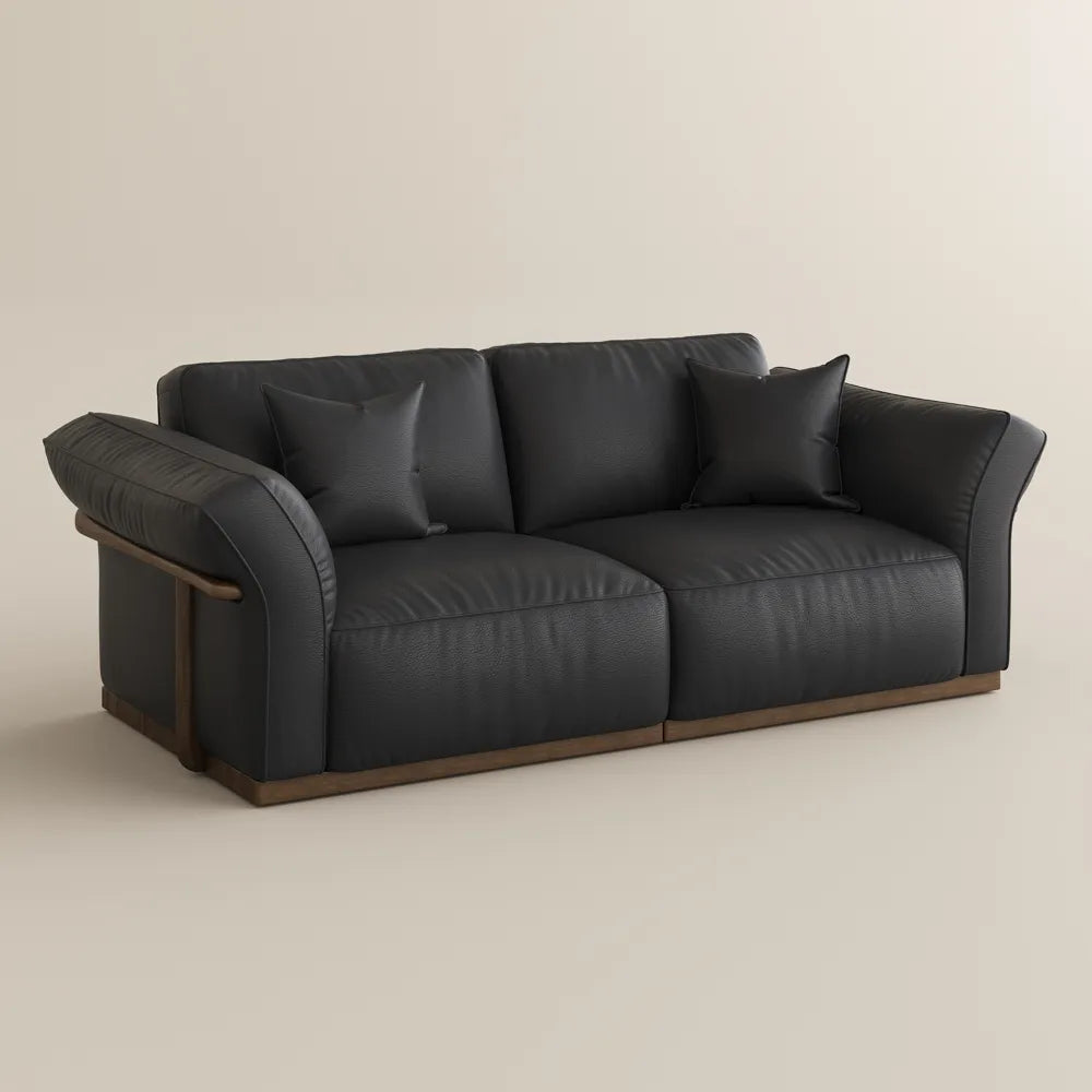 Genuine Leather Modular Sofa with Solid Wood Frame