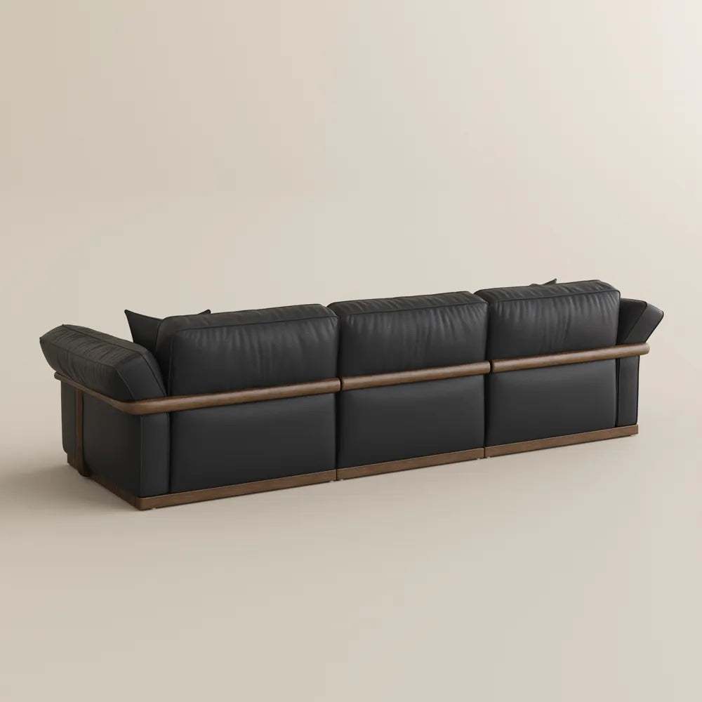 Genuine Leather Modular Sofa with Solid Wood Frame