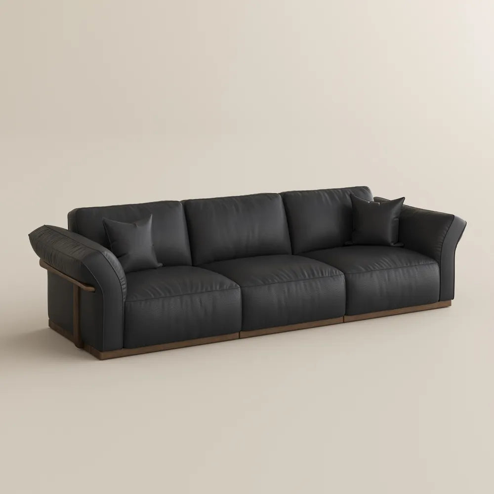 Genuine Leather Modular Sofa with Solid Wood Frame