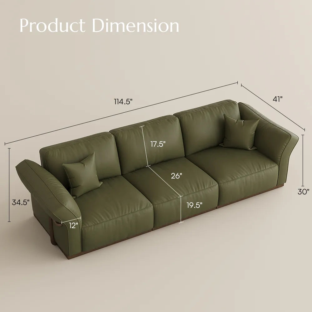 2+3 Seater  Genuine Leather Sofa Set with Solid Wood Frame & Comfortable