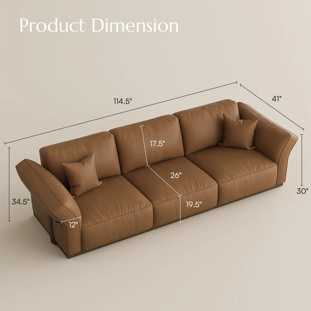 Genuine Leather Modular Sofa with Solid Wood Frame