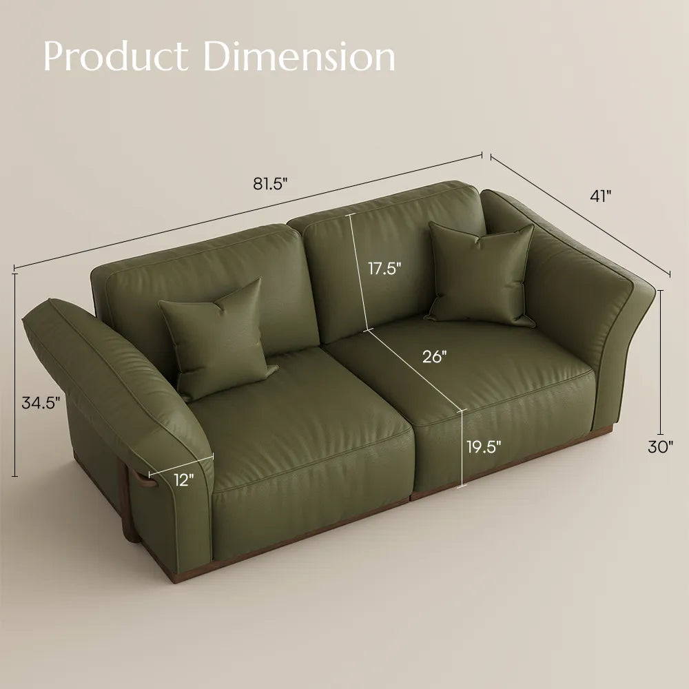 2+3 Seater  Genuine Leather Sofa Set with Solid Wood Frame & Comfortable