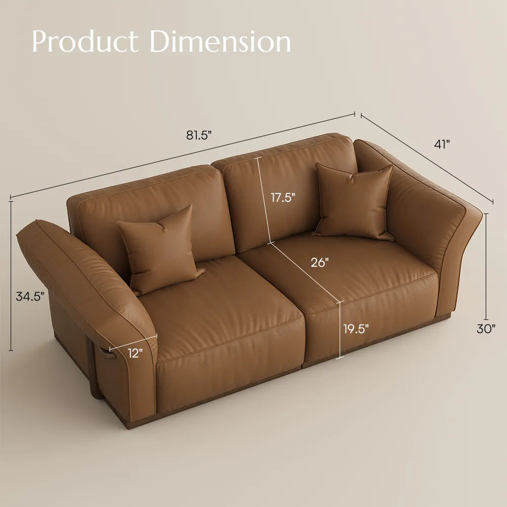 Genuine Leather Modular Sofa with Solid Wood Frame