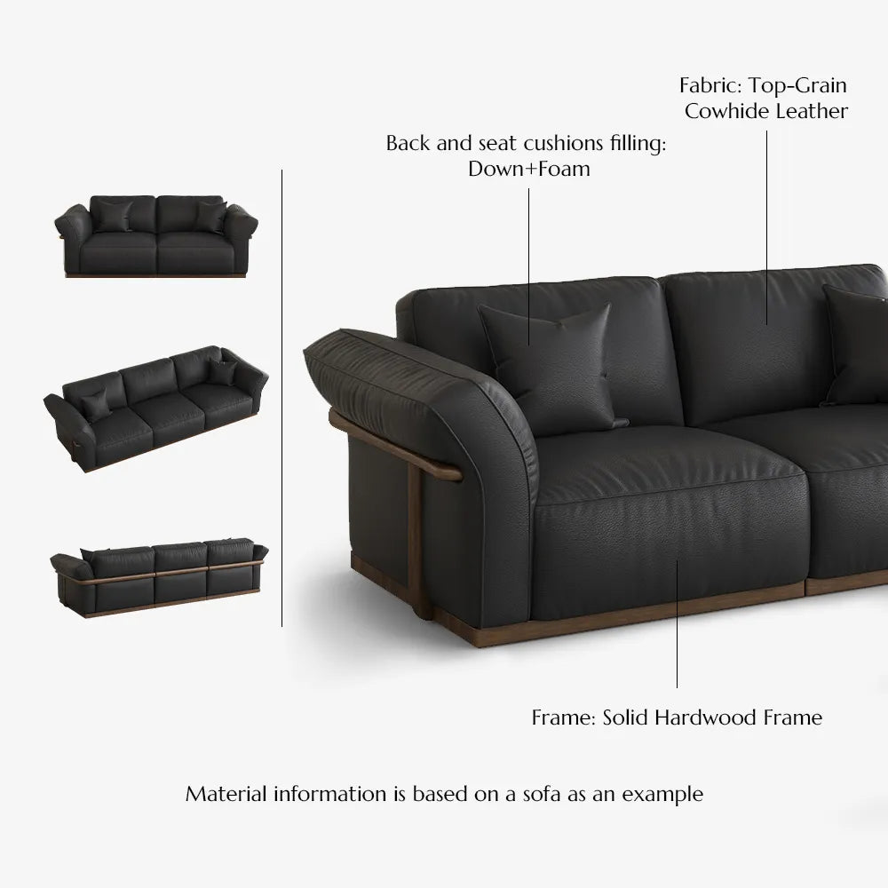 Genuine Leather Modular Sofa with Solid Wood Frame
