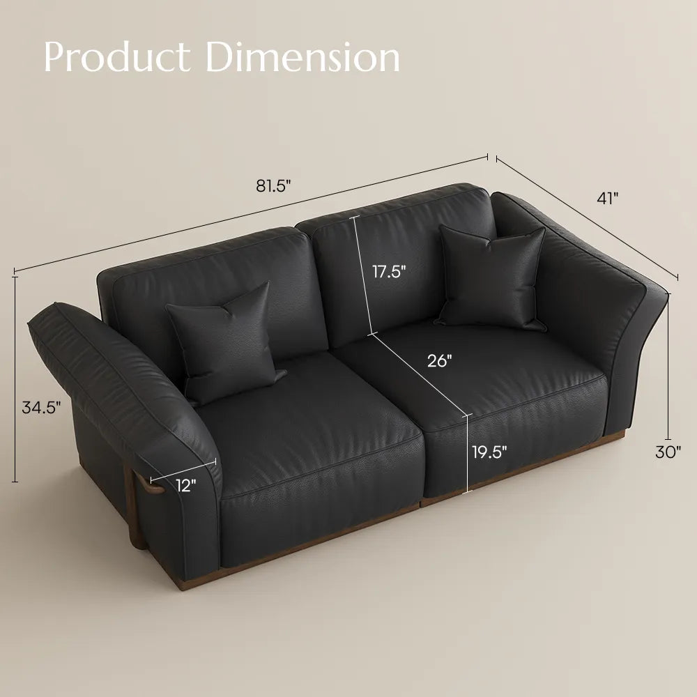 Genuine Leather Modular Sofa with Solid Wood Frame