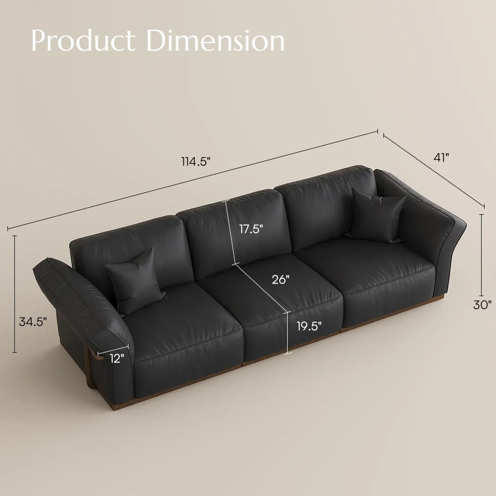 Genuine Leather Modular Sofa with Solid Wood Frame