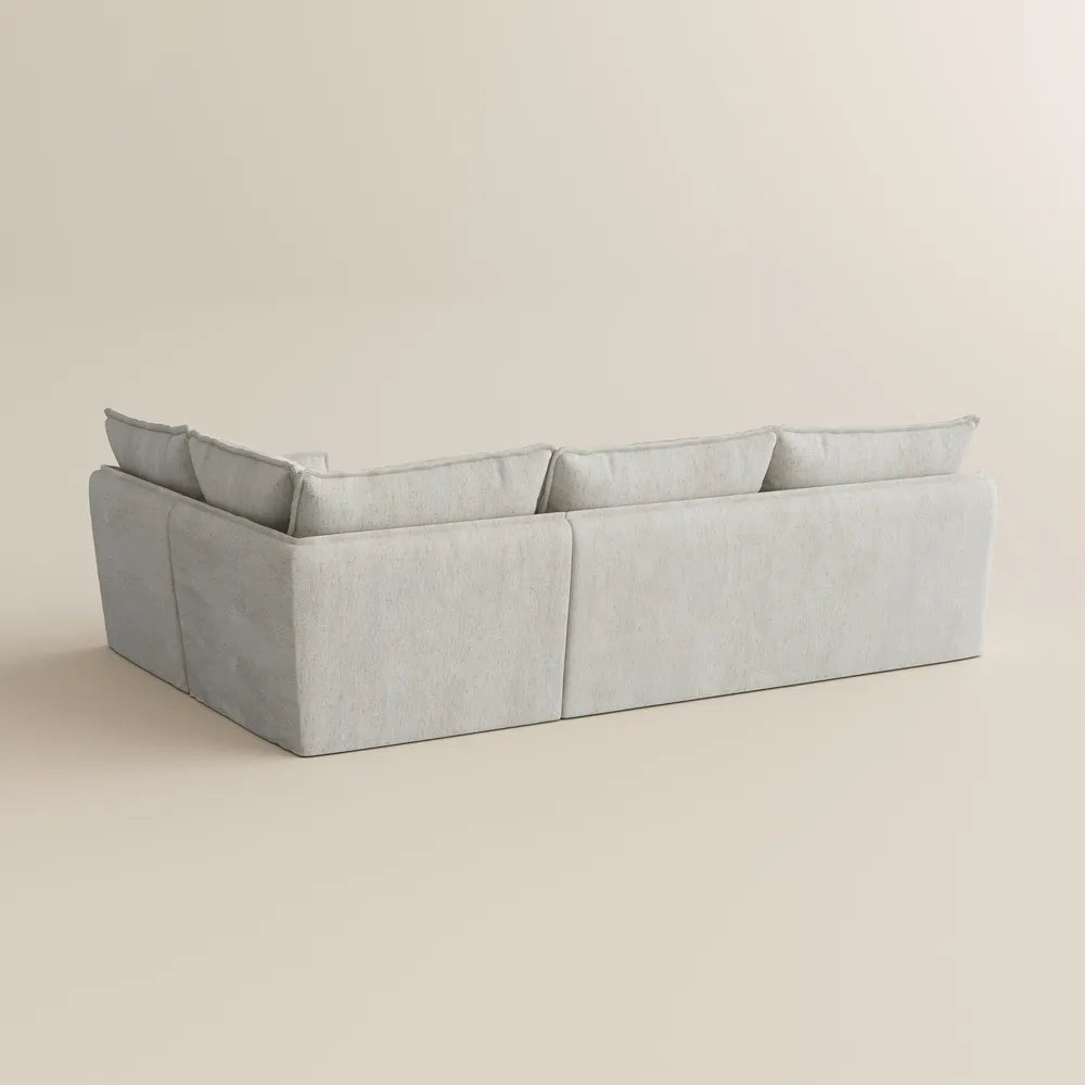 Luna-Beige Cotton Linen L-Shaped Sofa with Removable Covers