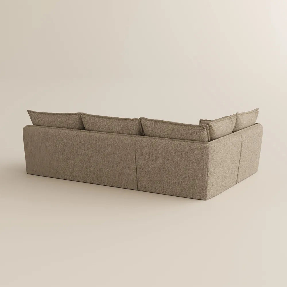 Luna-Khaki L-Shaped Sectional Modern Cotton Linen Sofa with Clean Lines