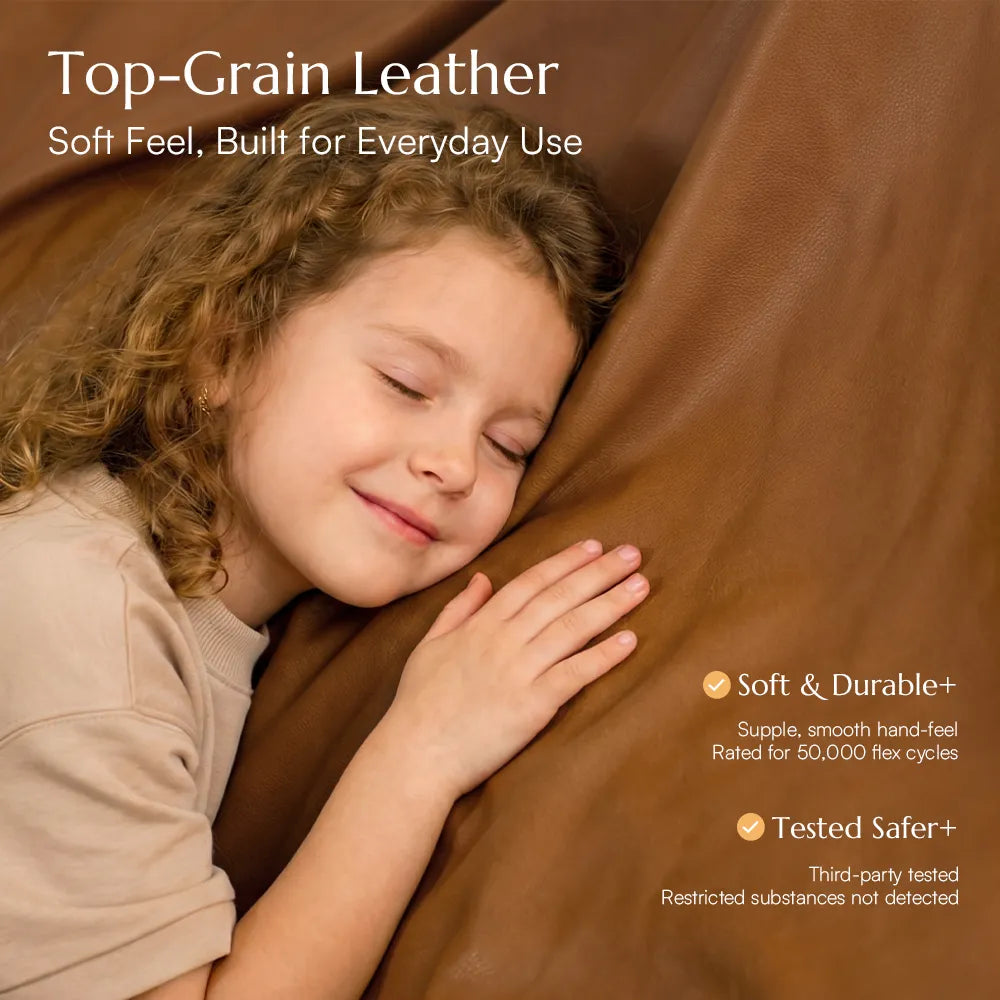 Genuine Leather Modular Sofa with Solid Wood Frame