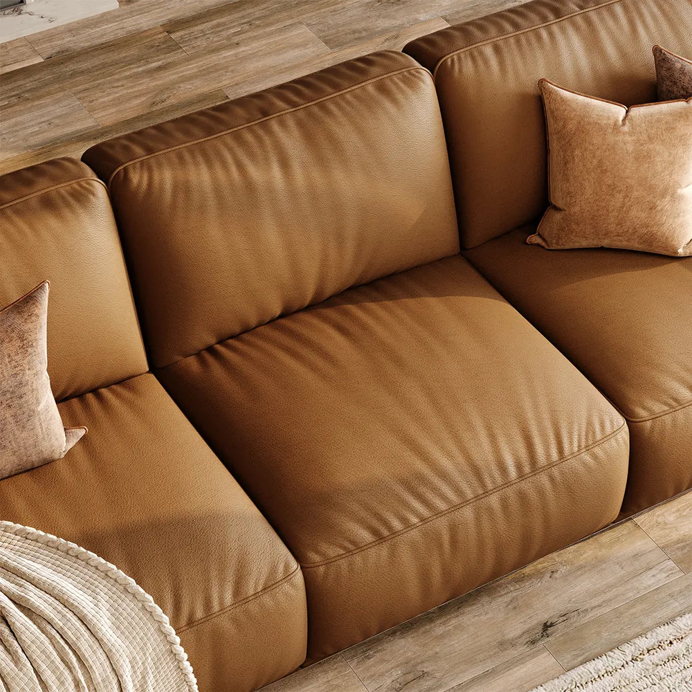 Genuine Leather Modular Sofa with Solid Wood Frame