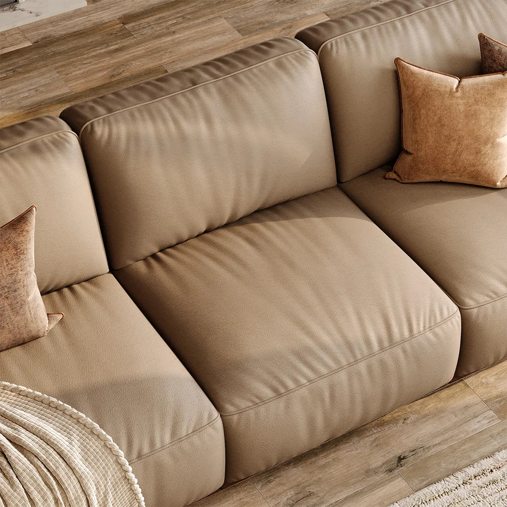 Genuine Leather Modular Sofa with Solid Wood Frame