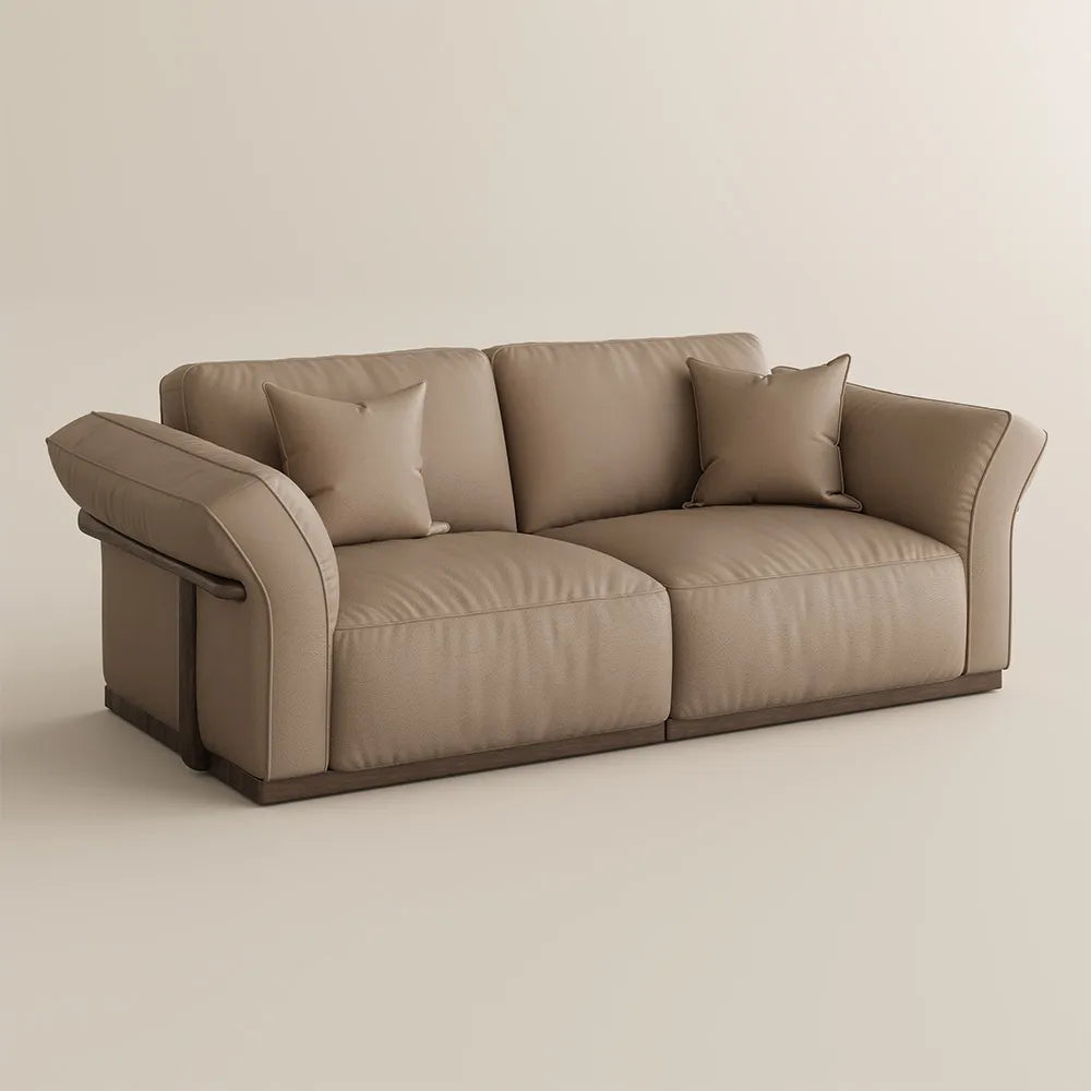 Genuine Leather Modular Sofa with Solid Wood Frame