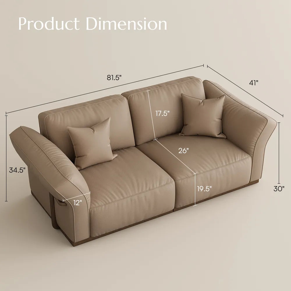 Genuine Leather Modular Sofa with Solid Wood Frame
