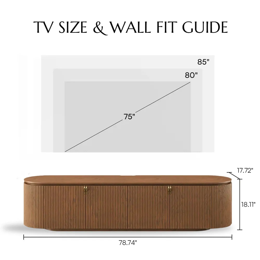 Silva-79" Mid-Century Modern Fluted TV Stand