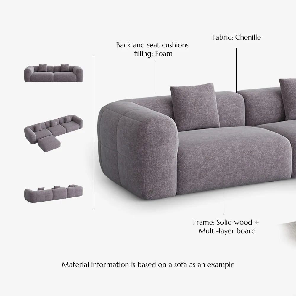 Conto-Minimalist Vintage Chenille Lounge Sofa